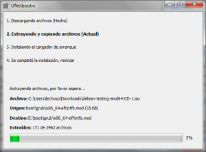 UNetbootin Debian progress