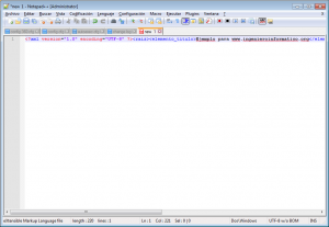 Documento XML sin formatear