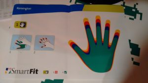 Plantilla SmartFit sobre la cual se superpone la mano del usuario para obtener el color que se corresponde con la configuración óptima.