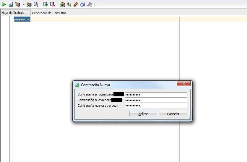 Sql Developer: cambio de contraseña.