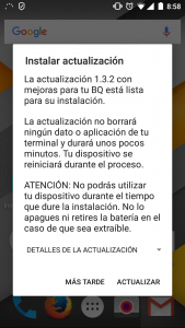 Instalar actualización.