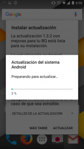 Instalando actualización del sistema.