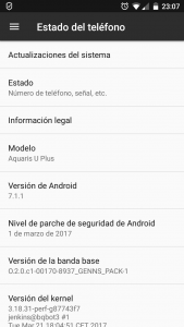 Captura de pantalla con versión 7.1.1 de Android.