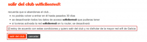 Vista de la web para abandonar el club wificlientesR.