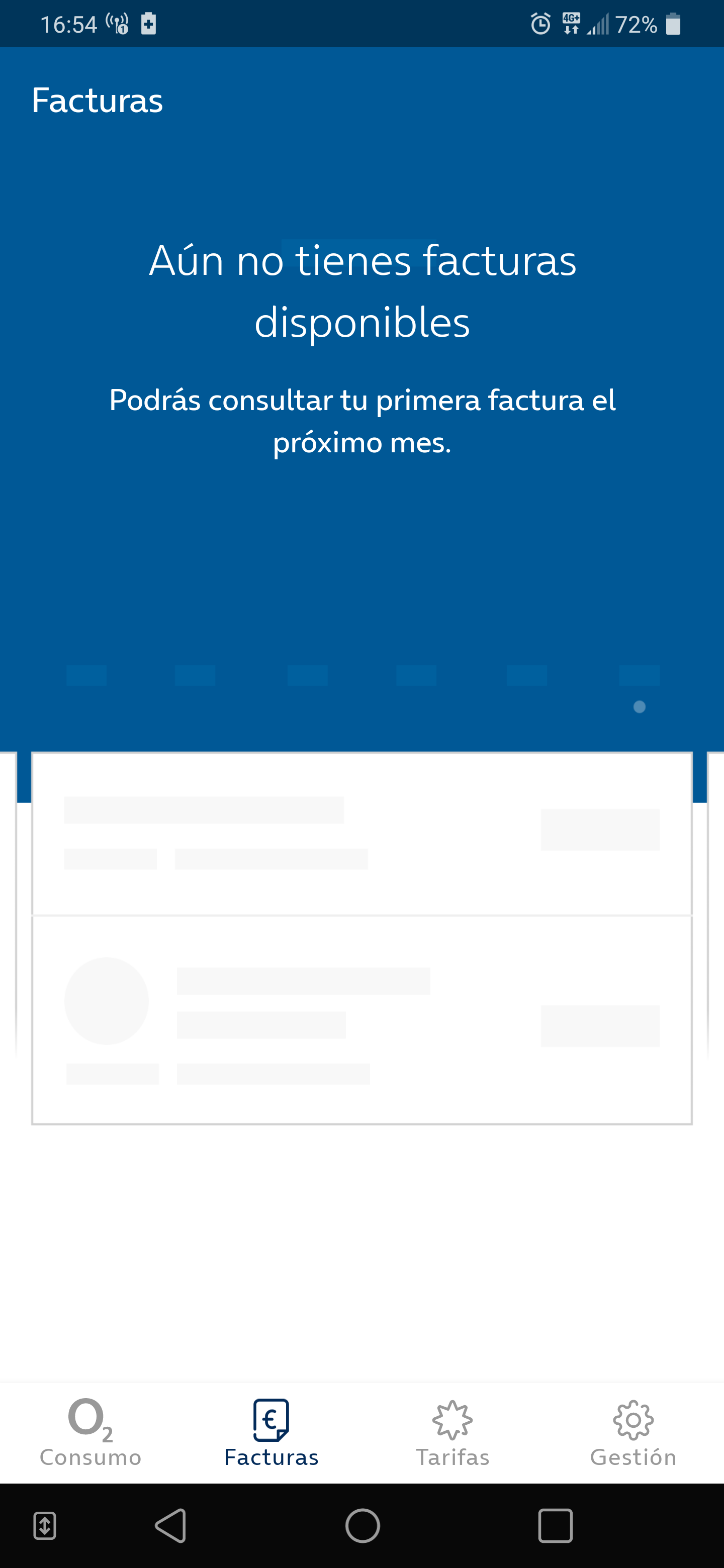 La app Mi O2 no muestra facturas existentes